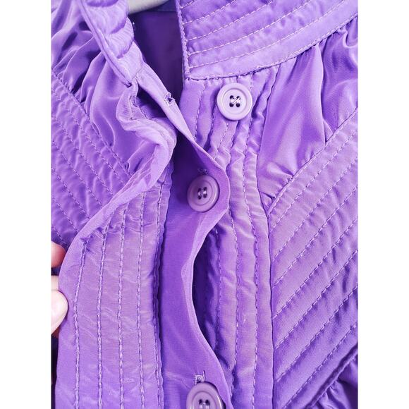 Vintage Marguerite Rubel San Francisco Unique Silky Purple Puffer Jacket, Large - Picture 4 of 12